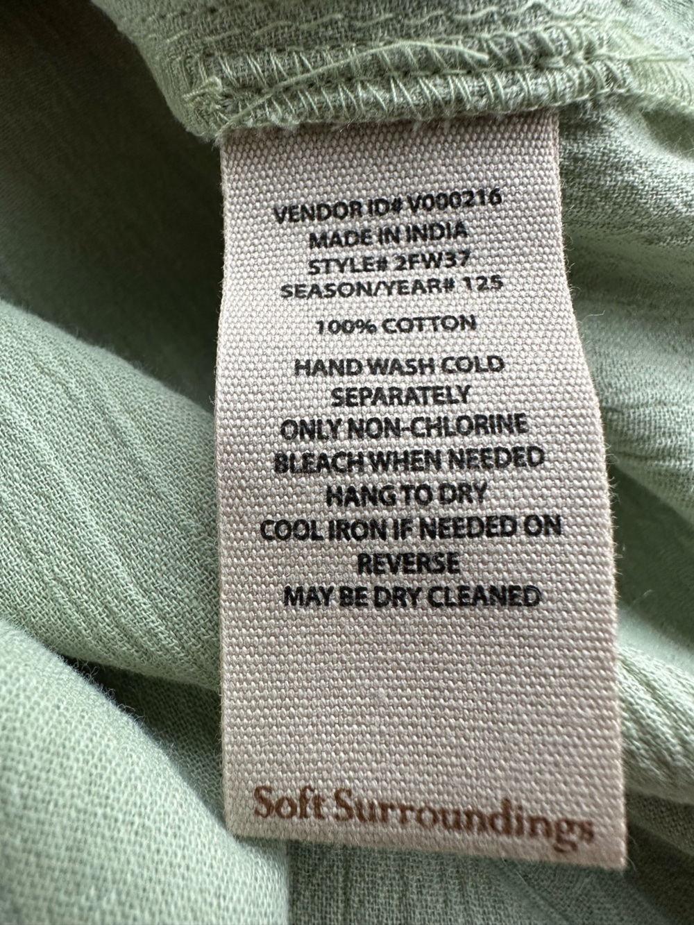 Soft Surroundings Siesta Key Tunic S Sage Green Double Layer Cotton Gauze Top - Picture 9 of 10